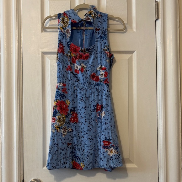 Floral Blue Mini Dress - Picture 1 of 4